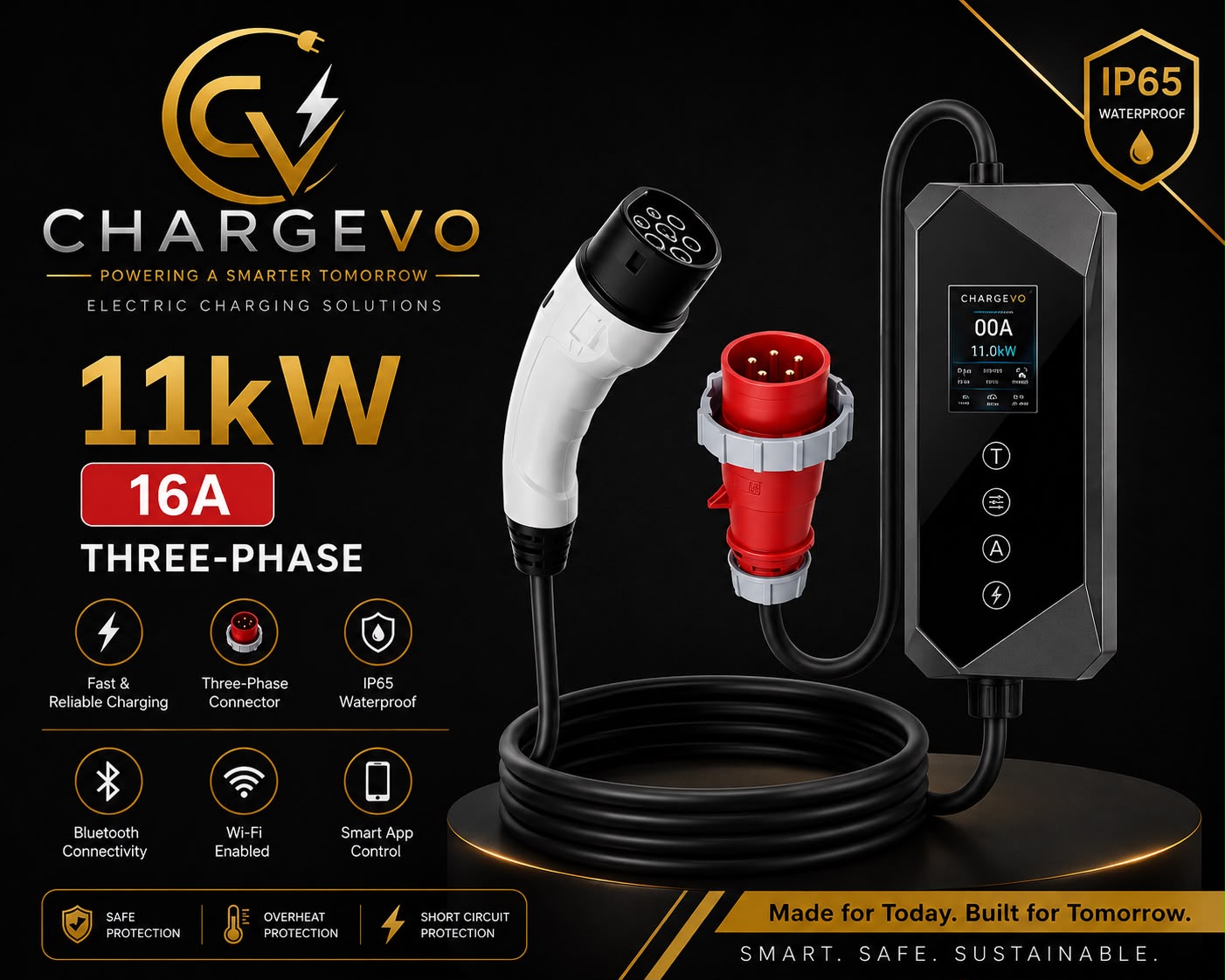 ChargeVO 11kW 16A three-phase portable EV charger
